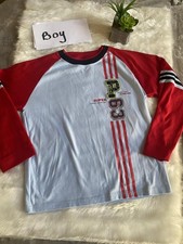 VD Fashion Boys Long Sleeve Raglan Shirt Red and White Size Medium