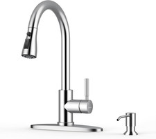 Kitchen Faucet with Soap Dispenser and Pull down Sprayer, RV Single Handle Class