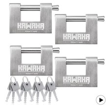 71/80-4PS Stainless Steel D Padlock w/ SS Keys, 3-1/8”, Keyed Alike, 4-Pack