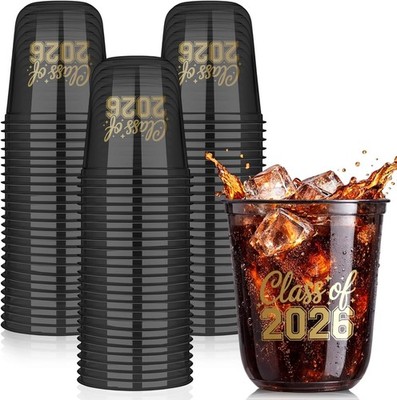 50Pcs Graduation Cups Class of 2026 12Oz Clear Plastic Graduation Party Cups for