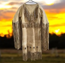 Handmade Native Leather Fringe Dress  Tribal Powwow Regalia Costume