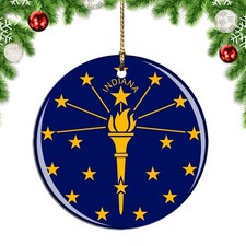United States Indiana State Seal Christmas ornament city travel souvenir
