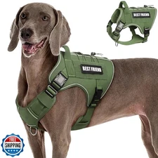 MOOGROU Tactical Dog Harness for Large Dogs,No Pull Military Dog Vest with Ha