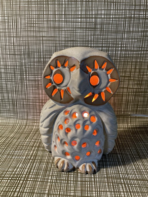 RETRO VINTAGE,BRUTALIST. Studio SHELF pottery Halifax .OWL NIGHTLIGHT LAMP A