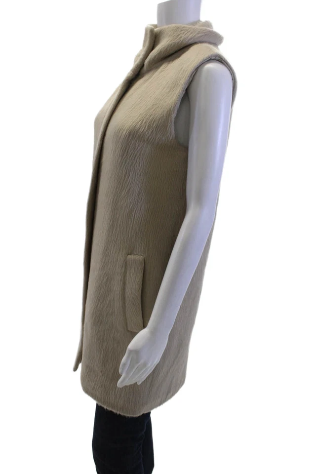 Chaleco Theory Mujer Beige Cuello Alto Sin Mangas Mezcla Lana Virgen Talla 0P Foto 2 de 4