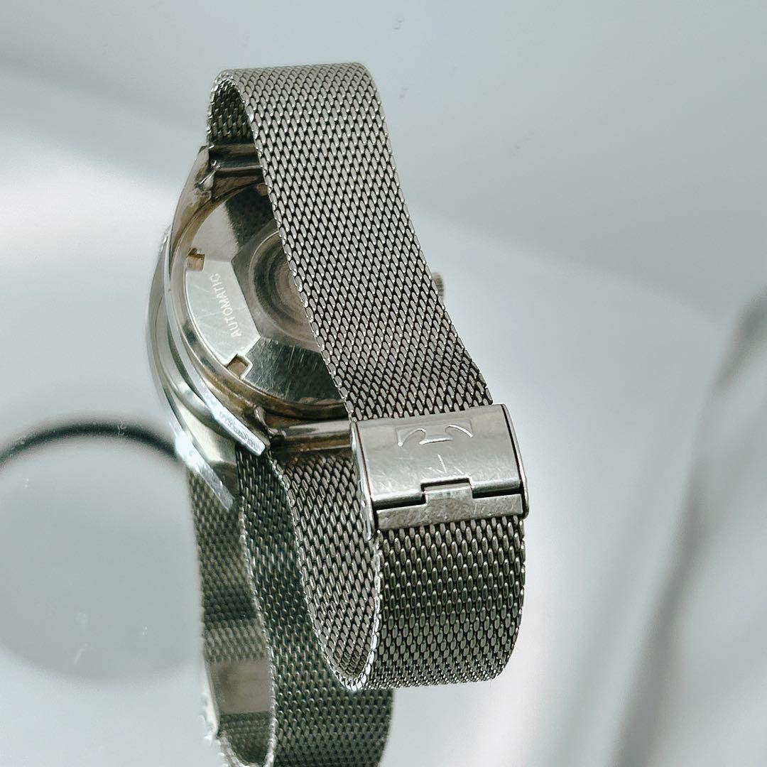 TECHNOS Sky Light Automatic Watch Silver Mesh Ban… - image 6
