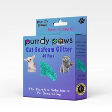 Purrdy Paws 40 Pack Soft Nail Caps for Cat Claws Seafoam Glitter Kitten