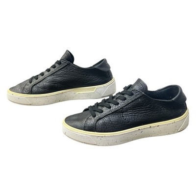 ECCO Street Tray Black Pebbled Leather Low Top Sneakers Womens 39 TrayTech