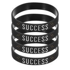 4Pcs Success Wristbands for Motivation, Black