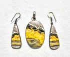 Bumblebee Jasper Earrings & Pendant - Sterling Silver Ear Wires & Bail -   — photo 9