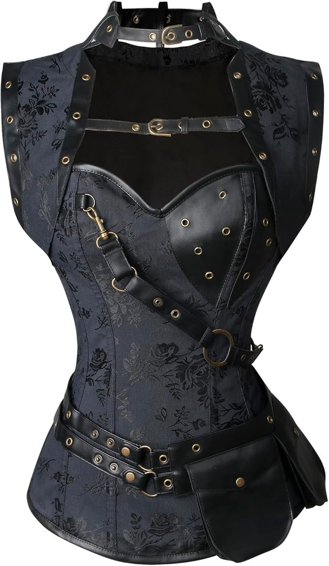 Corsé pirata victoriano Steampunk rosa oscuro retro renacentista Bustier Lg para mujer