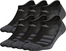 adidas L13757 Unisex Kids 6-Pair Black No Show Socks Size M
