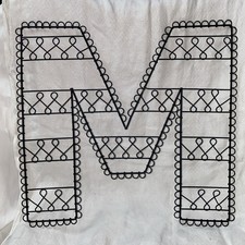Pottery Barn Teen kids alphabet letter M initial black wire 14" tall
