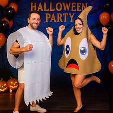 Newcotte 2 Pcs Halloween Poop and Toilet Paper Couples Costume Large Poop Emotic