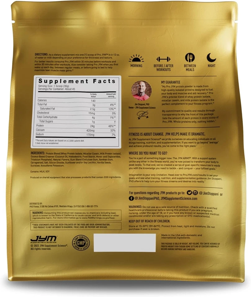 Proteína Jym® Pro Jym - Vainilla de Tahití (45 porciones) Foto 2 de 4