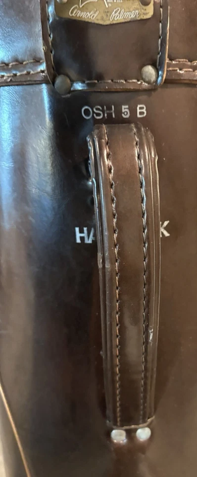 *RARO* Bolsa de golf Arnold Palmer HALLMARK de cuero marrón y correa de colección con licencia #OSH5b Foto 4 de 4