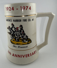 Vintage Collectable Fire Mug Laurence Harbor Fire Co 50th Anniversary 1974