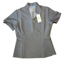Figs Womens Inala Slim Scrub Top Size S Medical Uniform W22SW1036 Gray Blue