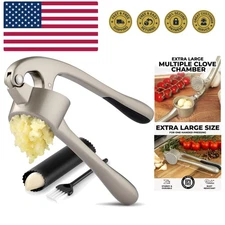 Large  Garlic Press Set - Bigger Bowl for Bigger Garlic - Rust Proof & Dishwa...