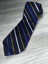 Lauren Ralph Lauren 100 Silk Men s REPP Neck-Tie Navy Striped pattern