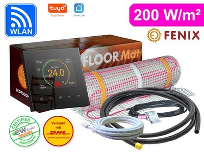 Elektrische Fußbodenheizung EcoFloor 200 für Fliesen mit Thermostat RT-70 Tuya