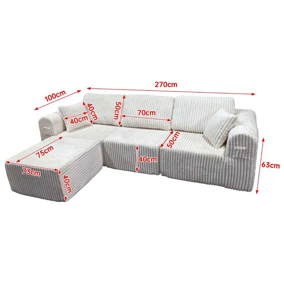 Sectional Couch Modular Sofa Divan Bed 106.3" L-shaped Boneless Combination Sofa - Image 3 of 4