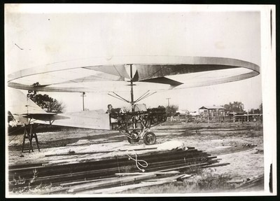 Fotografie Keystone, Flughafen Los Angeles, Gyrocopter - Tragschrauber Prototyp 