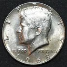 1968-D Kennedy Half Dollar (A) - 40% Silver - KM#202a - AU/UNC