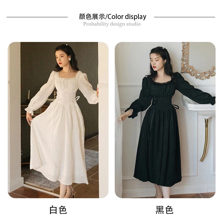 OFF WHITE Abito lungo jacquard fata primavera autunno donna vestito colletto quadrato