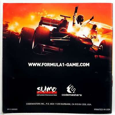 Manual Only) F1 2011 Nintendo 3DS Authentic Instruction Booklet