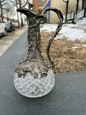 Wonderful Antique Silver Plate and Cut Glass Claret Jug