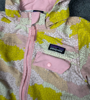 PATAGONIA Girl Baby Baggies Jacket Coat 12-18 Yellow Pink Next