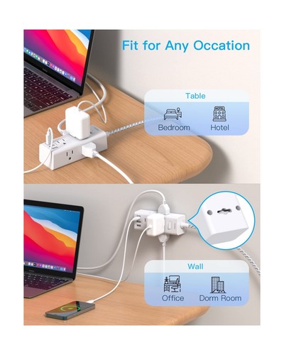 Power Strip Surge Protector - 6 Widely Outlets with 3 USB Ports (1 USB C), 3-... - 第 5/8 張圖片