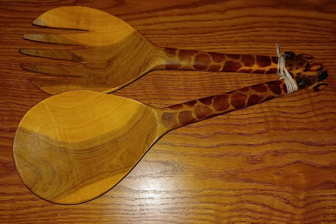 Handcrafted Wooden Giraffe Salad Servers Made In Kenya Utensils eBay