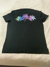 NWT VICTORIA'S SECRET PINK CAMPUS SHINE TEE MEDIUM BLACK PALM TREES3