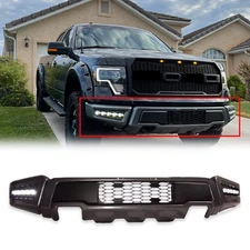 Front Bumper For 2009-2014 Ford F150 F-150 Steel Black Raptor Style W/LED Lights