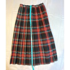 Vintage Garfinckel's Pleated Wool Red Plaid Skirt Size 7/8