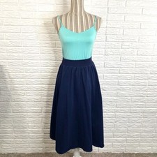 Vintage Paquette Too Navy Blue Midi Skirt Size Small Cottagecore