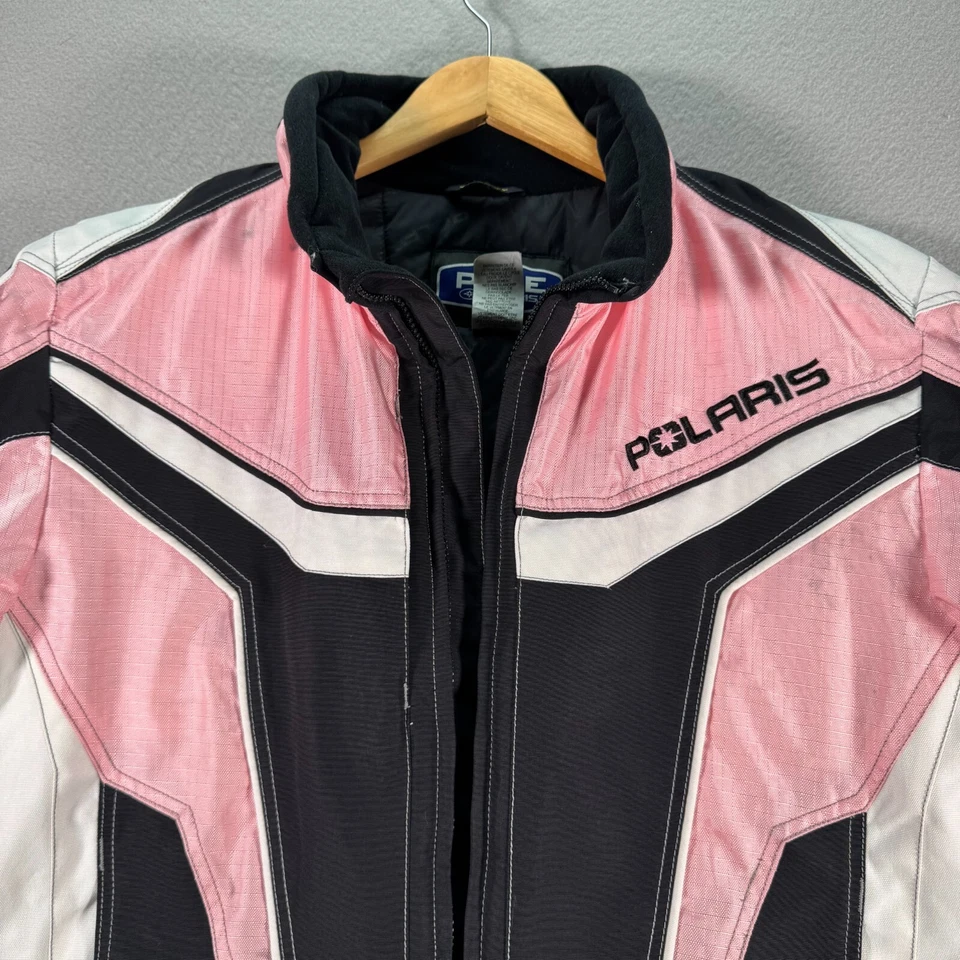 Polaris Snowmobile Jacket Womens Large Pink Full Zip Velocity Heavy Ski Outdoors - Image 3 of 4
