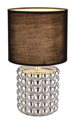 GLOBO Valentino Tisch Nachttisch Lampe Leuchte E14 Textil schwarz, Keramik chrom