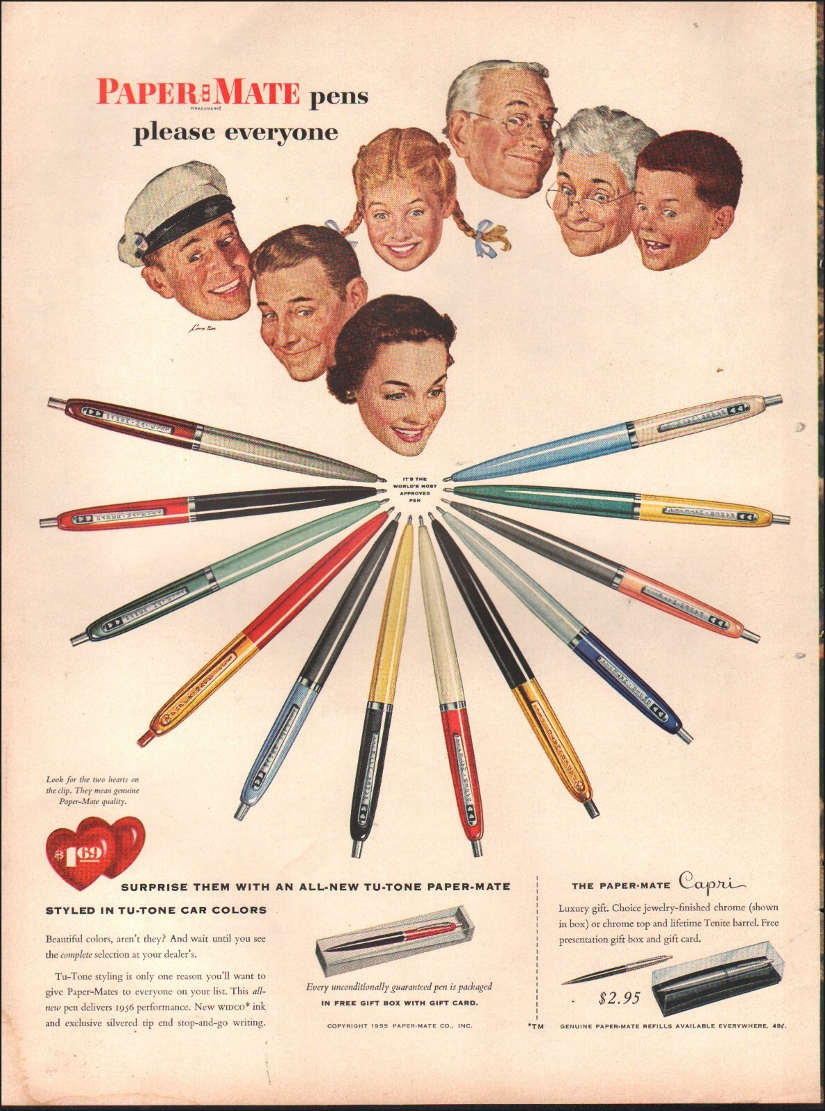 1955 Vintage ad Paper mate pens retro writing utensils Price Art   04/27/24