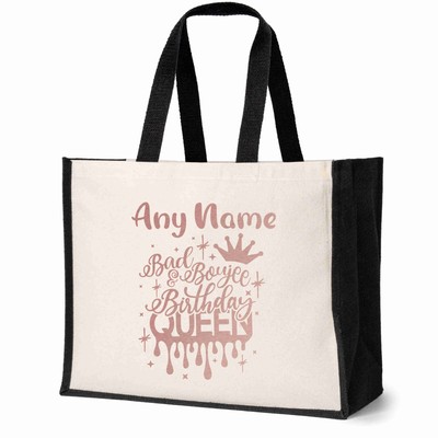 Personalisierte Bad & Boujee Geburtstag Tragetasche beliebiger Name Damen Canvas Shopper