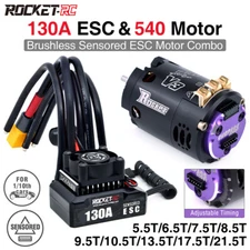 Rocket-RC 540 Brushless Sensored Motor 130A ESC Combo BEC 6V/5A for 1/10 RC Car
