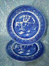 Set of 2 - Vintage Myott Son & Co.  England Blue Willow 9" Dinner Plate