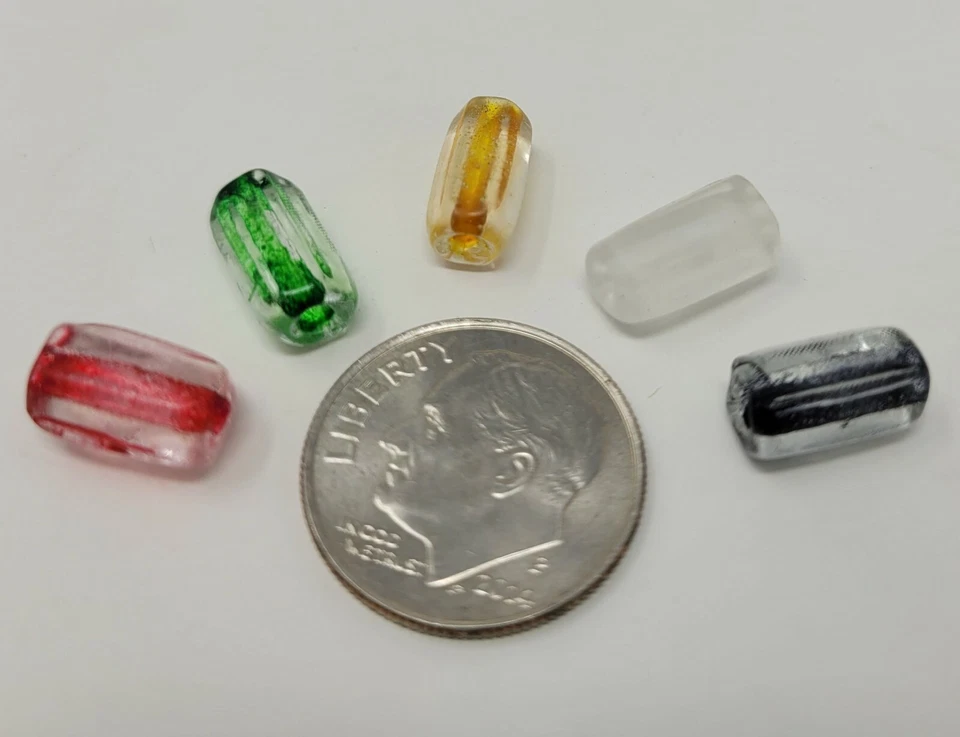50 Pcs Multi-Color Transparent 10mm Faceted Tube Small Glass Craft Jewelry Beads - Image 2 of 3
