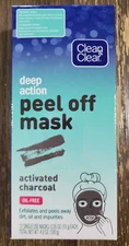 Box of 12 Clean & Clear Deep Action Peel Off Mask Activated Charcoal Oil Free