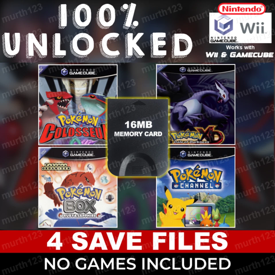 Unlocked Pokemon Colosseum & XD Gale of Darkness GameCube Memory Card 100% Saves - Image 4 of 4