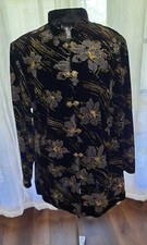 Jbs Ltd Plus Vintage Inspired Black Velvet Jacket Mandarin Collar Gold Size 1x