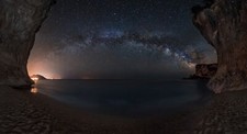 Landscape nature starry night milky way cave beach sand Custom Gaming Mat Desk