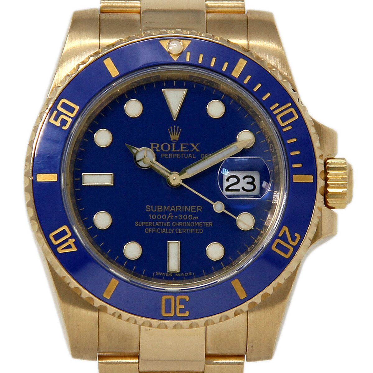 Rolex Submariner 116618 40mm Yellow Gold Blue 2008 Box/Paper/1YrWTY #749-1